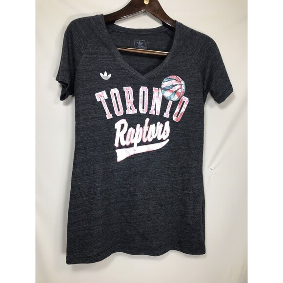Adidas Women's NBA Raptors Short Sleeve V Neck Tee, Large - Picture 1 of 6